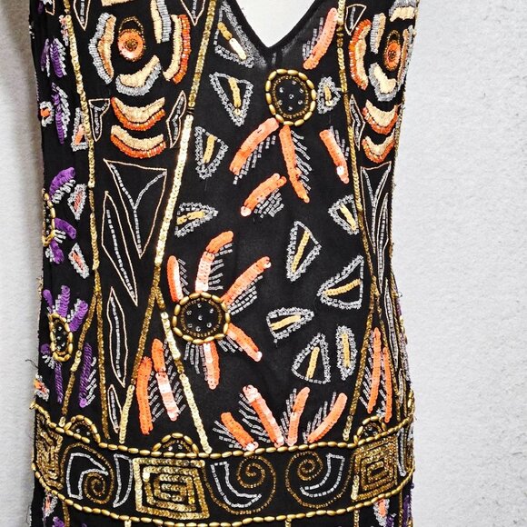 Free People Micro Mosaic Mini Dress Lavishly Beaded Sequined Party Cocktail - Picture 10 of 13